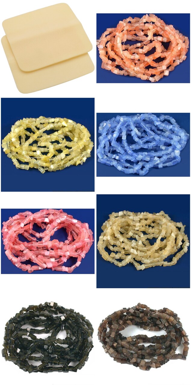 2 Beading Mats 8" x 8" & 7 Strands Glass & Chip Beads Various Colors and Sizes